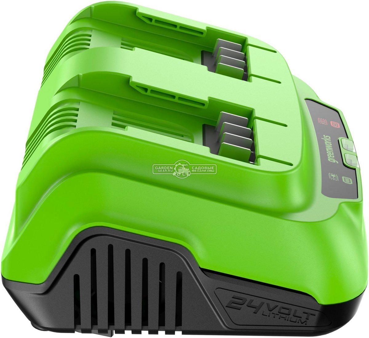 Зарядное устройство GreenWorks G24X2C8 ультрабыстрой зарядки двойное для аккумуляторов 24В (8А / 2х4А)