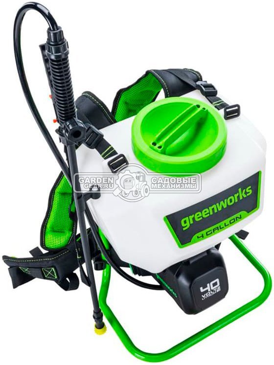 Опрыскиватель аккумуляторный GreenWorks G40BPS без АКБ и ЗУ (PRC, 40В, ранцевый, 15 л, 1.9 л/мин, 4.7 кг)