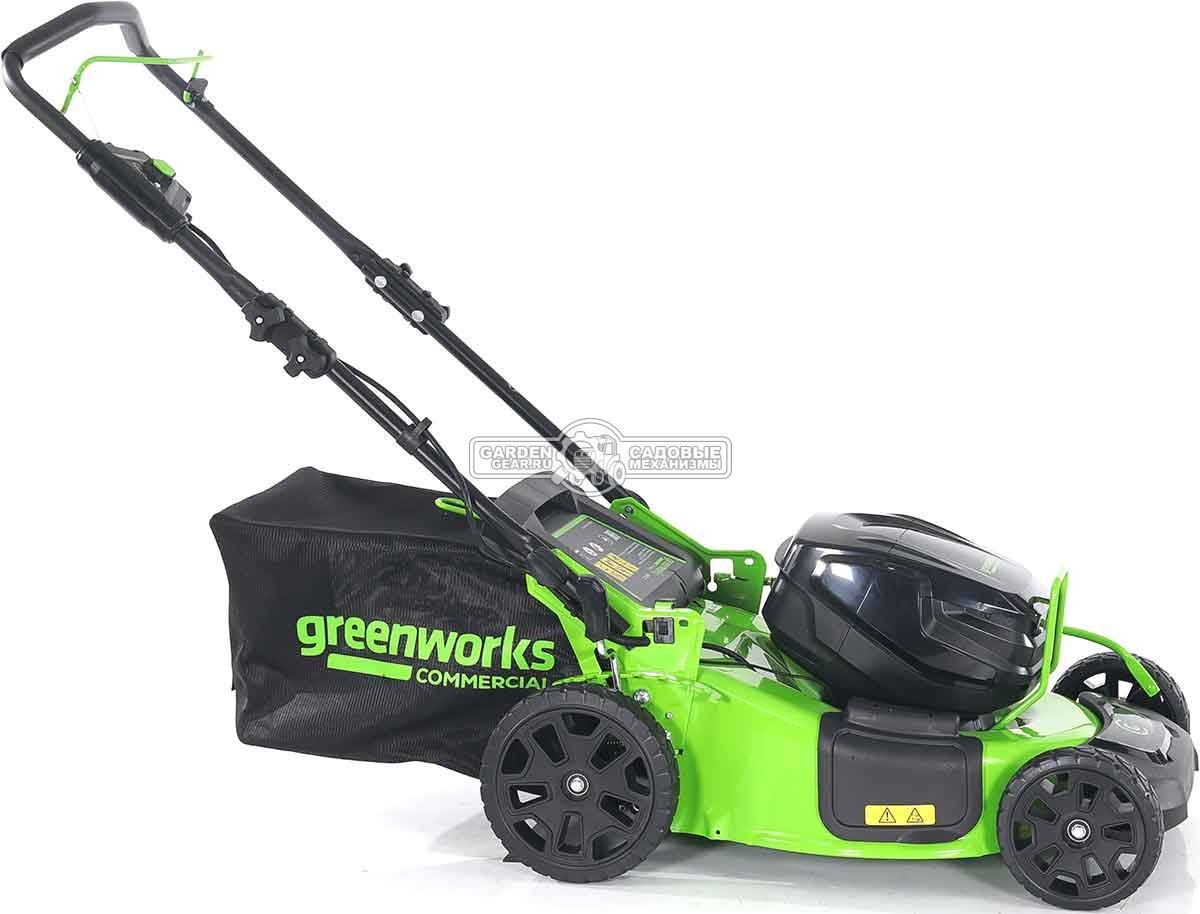 Газонокосилка аккумуляторная GreenWorks GC82HPLM51 без АКБ и ЗУ (PRC, BL 82В, 51 см, сталь, 2 слота под АКБ,  3 в 1, 60 л, 34.5 кг)