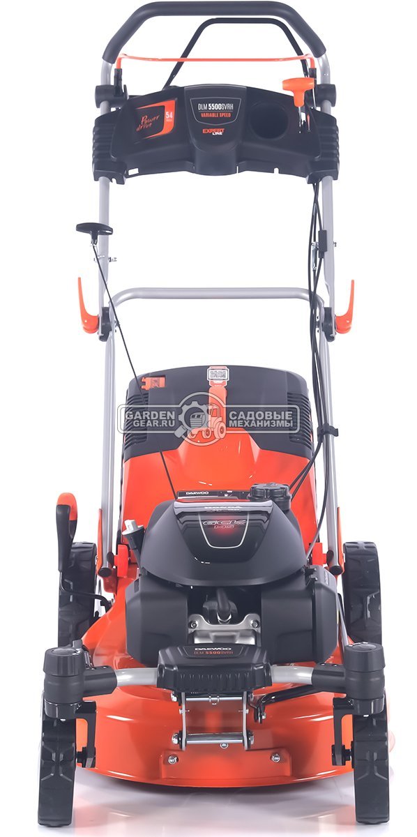 Газонокосилка бензиновая Daewoo DLM 5500SVRH с рояльными колесами (PRC, 54 см, Honda GCV 145 см3, 70 л, Turbo X Blade, вариатор, сталь, 4 в 1, 36 кг)