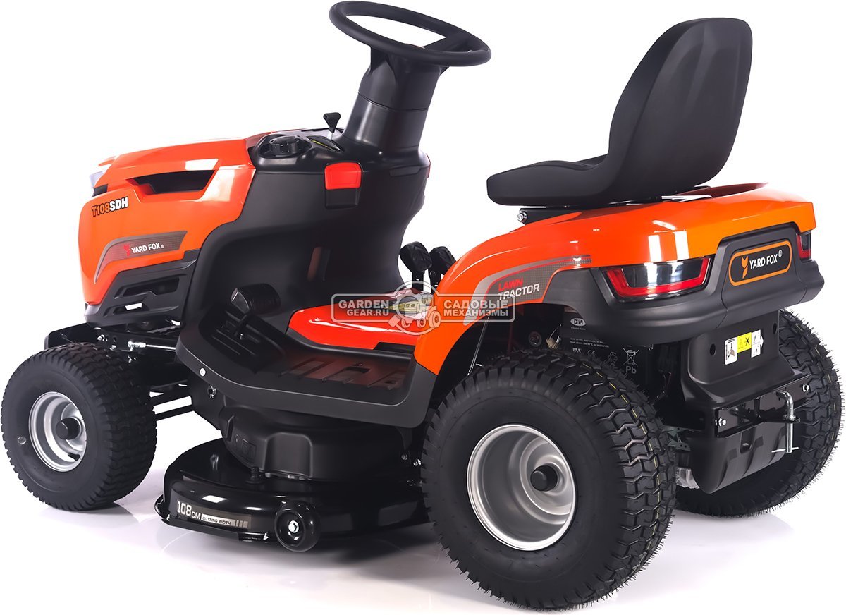 Садовый трактор Yard Fox Optima T 108 SDH (PRC, Loncin V-Twin 586 куб.см., гидростатика, боковой выброс, ширина кошения 108 см, 200 кг)