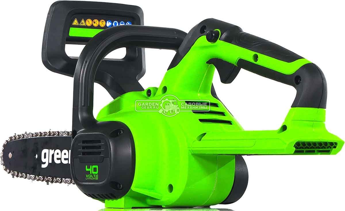 Пила аккумуляторная цепная GreenWorks G40CS30II 12" c АКБ 4 А/ч и ЗУ (PRC, 40В, 3/8"-1.1-52E, 2.74 кг)