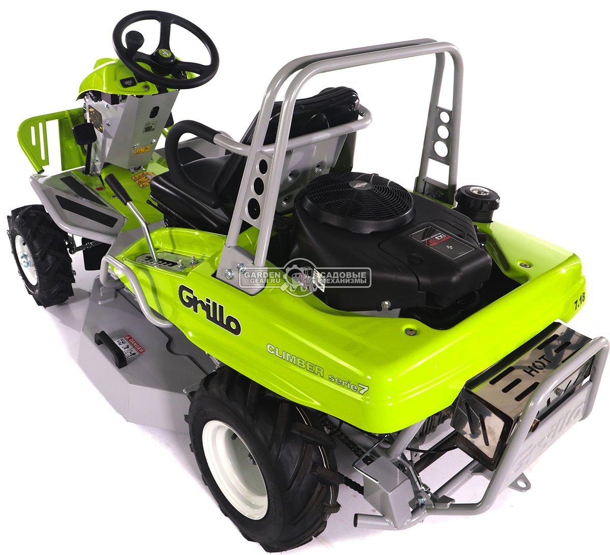 Садовый трактор для высокой травы и работы на склонах Grillo Climber 7.18 (ITA, B&S Intek, 656 куб.см3, задний выброс, дифференциал, 85 см, 245 кг)