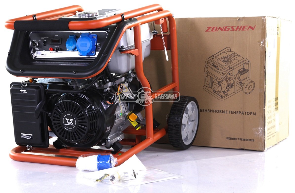 Бензиновый генератор Zongshen Premium KB 6000 (PRC, 420 см3, 5.0/5.5 кВт, 32 л, колеса, 79 кг)
