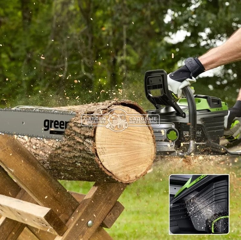 Пила аккумуляторная цепная GreenWorks OCS800 20" без АКБ и ЗУ (PRC, BL 82В, 5 кВт, 3/8"-1.3-72E, 5.5 кг)