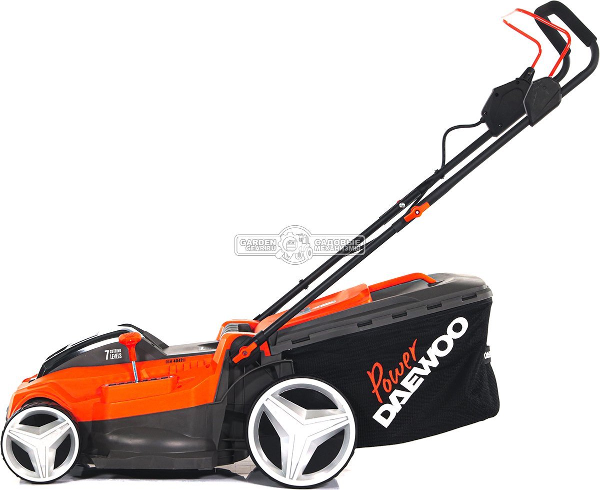 Газонокосилка аккумуляторная Daewoo DLM 4042Li SET с 2 АКБ 5 А/ч и ЗУ (PRC, 40 см, BL 2x21В, пластик, мульчирование, 50 л, 13.2 кг)