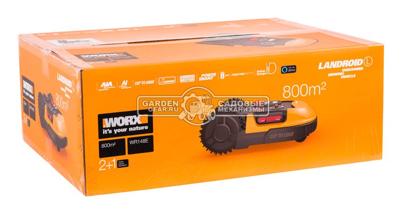 Газонокосилка робот Worx Landroid L Plus WR148E (20 см, BL, 2 А/ч, 1.5 А, площадь газона до 800 м2, Cut to Edge, SideCharger, Bluetooth)