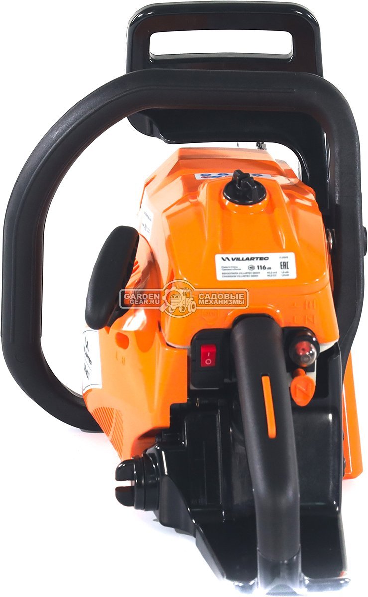 Бензопила Villartec SB401 16" + 2Т 100 мл, масло д/цепи 1 л, запасная цепь (PRC, 40.2 куб.см., 1,8 кВт/ 2.4 л.с., 3/8"-1.3-56E, 4.8 кг)