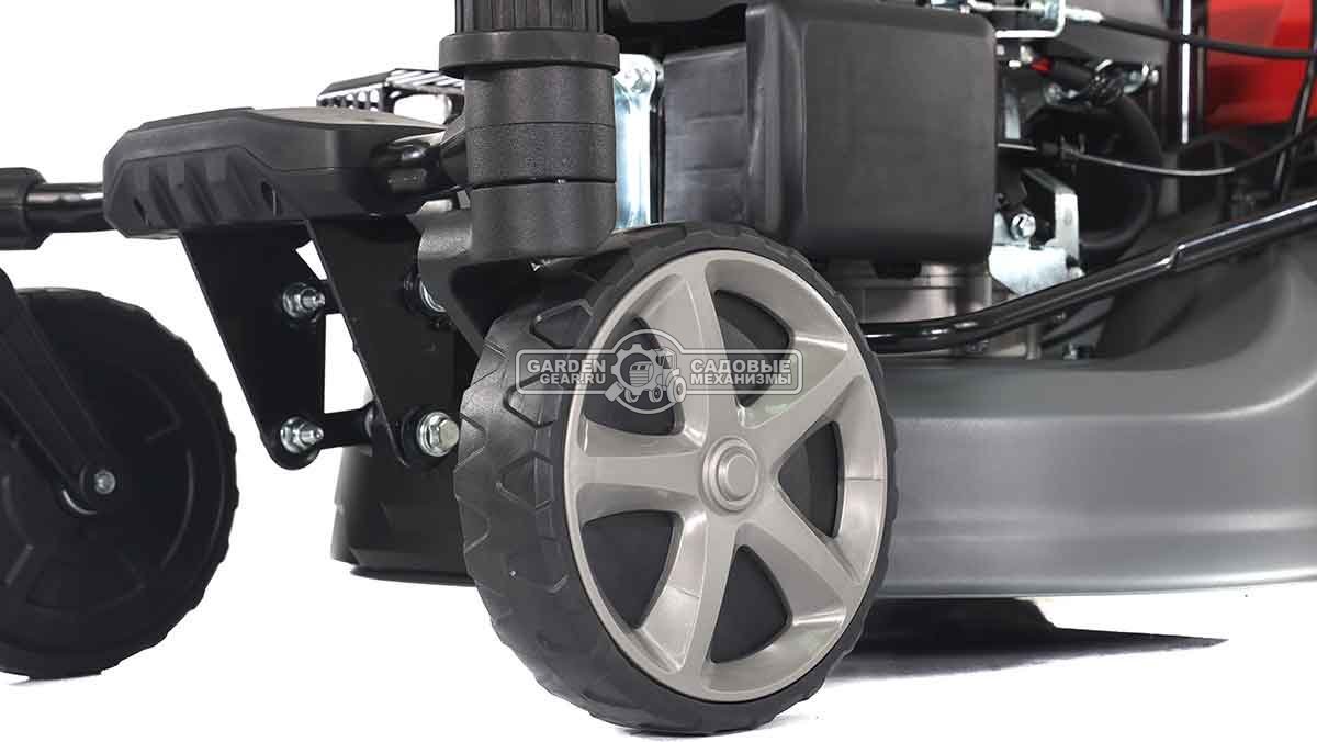 Газонокосилка бензиновая EVOline LMG 51 CVE TURN с рояльными колесами (PRC, 51 см, EVOline 196 см3, эл/стартер, 70 л, вариатор, сталь, 4 в 1, 36 кг)