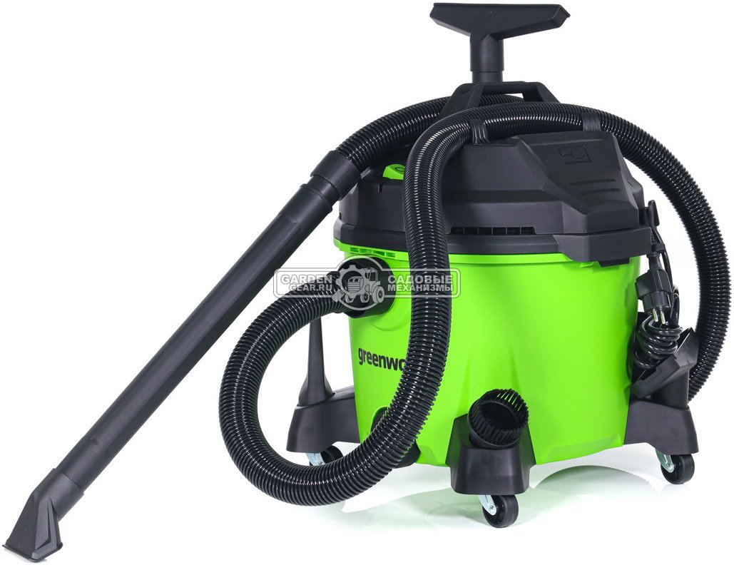 Пылесос GreenWorks G120WDV для сухой и влажной уборки (PRC, 1200 Вт, 3150 л/мин, контейнер 34 л, шланг 2 м, 8.4 кг)