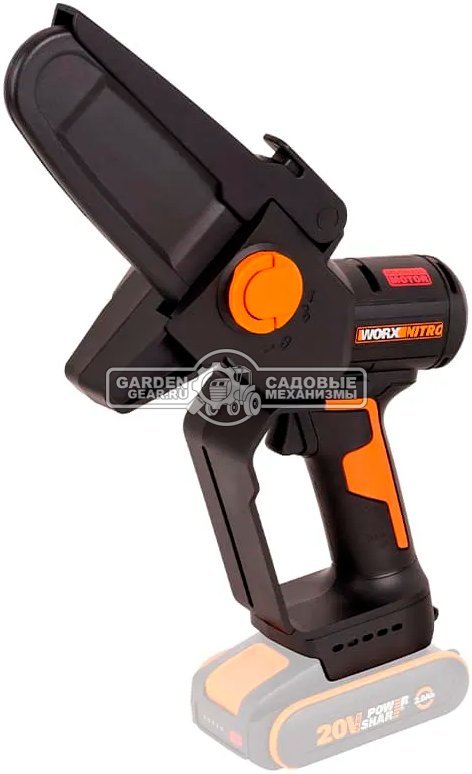 Аккумуляторный цепной сучкорез - минипила Worx WG325E с АКБ 2 А/ч и ЗУ (PRC, BL 20В, шина 5"/12.7 см, 1/4"-1.1-28Е, 1.1 кг)