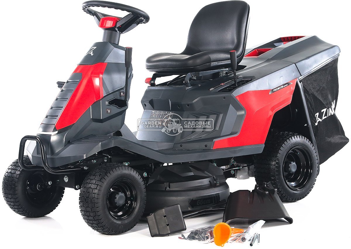 Садовый минирайдер ZimAni RDHE 66 RED (PRC, 225 куб.см., гидростатика, фара, травосборник 150 л, ширина кошения 66 см, 128 кг)