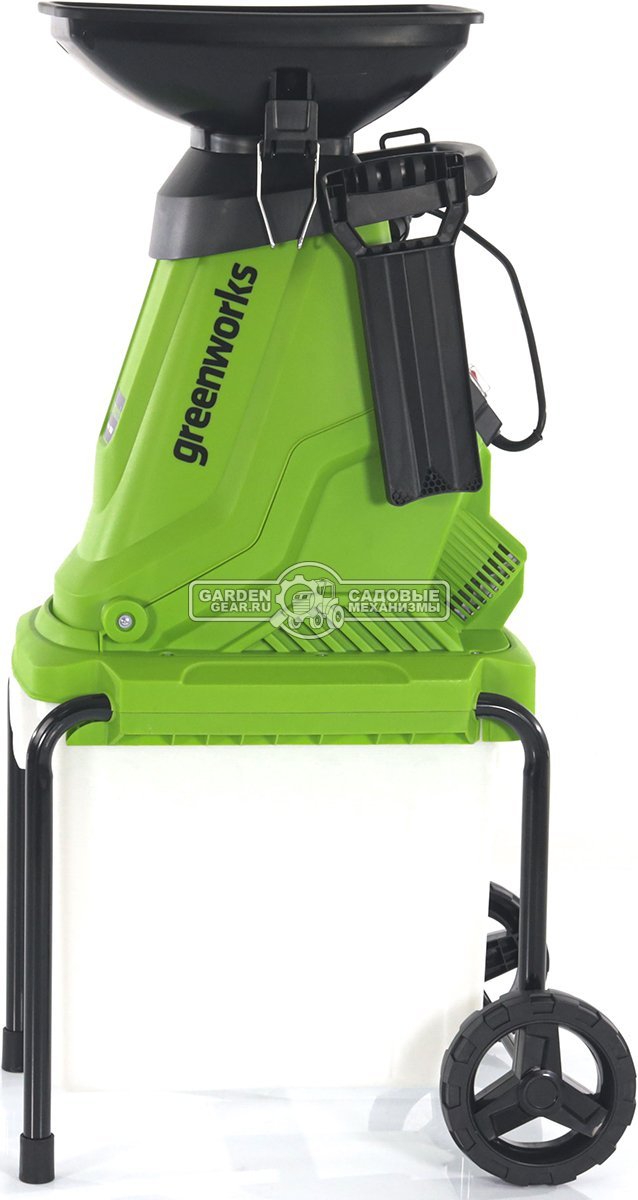 Садовый измельчитель веток электрический GreenWorks GW-2800SD (PRC, 2800 Вт, ветки до 40 мм, контейнер 40 л, 15 кг)