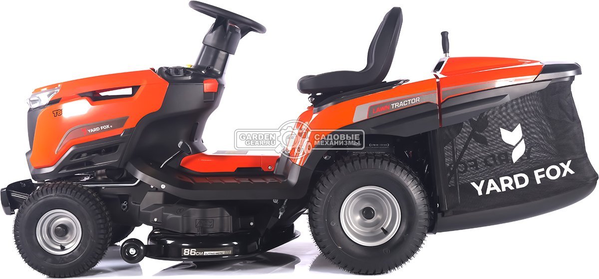 Садовый трактор Yard Fox Optima T 86 RBH (PRC, Loncin 432 куб.см., гидростатика, травосборник 260 л, ширина кошения 86 см, 190 кг)