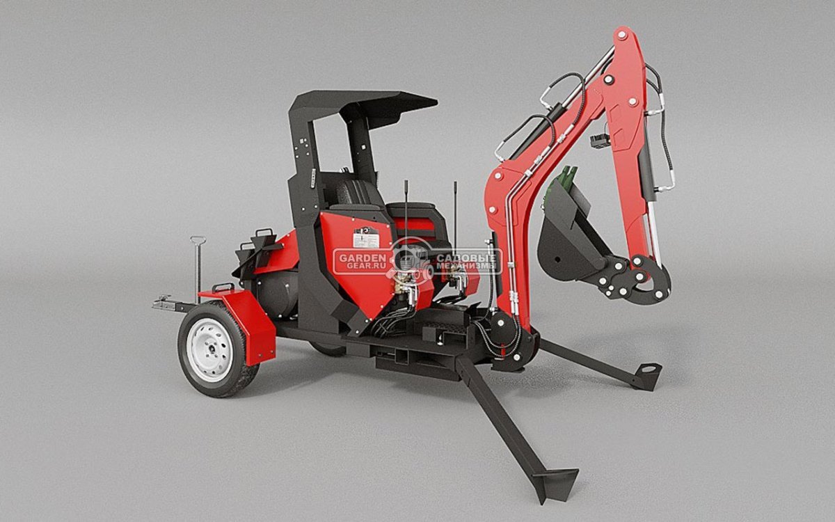 Прицепной экскаватор RED Rhino RBV-08 профессиональная комплектация, Loncin LC2V78FD-2., глубина копания 2,2 м., ковш 250 мм., 750 кг.