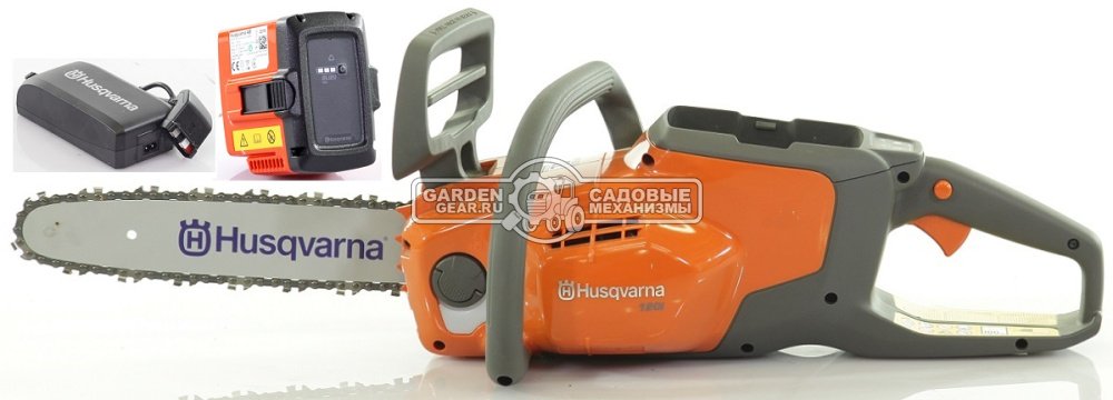 Пила аккумуляторная цепная Husqvarna 120i 12&quot; с АКБ B140 и QC250 (PRC, Li-Ion, 36В, натяжение цепи без инструмента, H38, 3/8&quot; mini, 1,1 мм., 3,0 кг.)