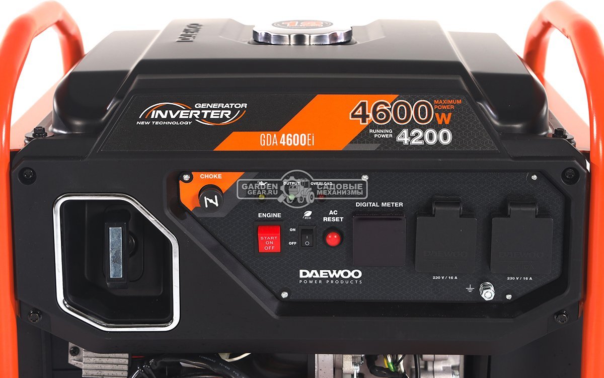 Бензиновый генератор инверторный Daewoo GDA 4600Ei с электрозапуском (PRC, Daewoo, 236 см3, 4,2/4,6 кВт, 12 л, рама, 35 кг)