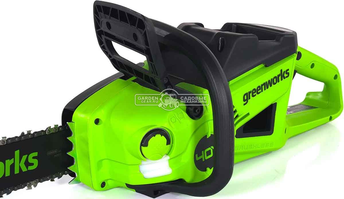 Пила аккумуляторная цепная GreenWorks GD40CS20X 16" c АКБ 4 А/ч и ЗУ (PRC, BL 40В, 3/8"-1.1-56E, 4.2 кг)