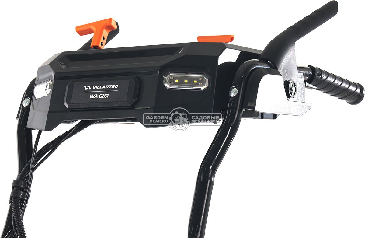 Снегоуборщик аккумуляторный самоходный Villartec WA6261 с 2 АКБ 8.0 А/ч и ЗУ (PRC, BL 62В, 61 см, фара, подогрев рукояток, 62 кг)