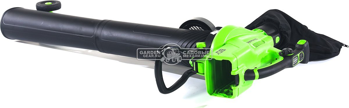 Пылесос - воздуходувка аккумуляторная GreenWorks GD60BVII без АКБ и ЗУ (PRC, BL 60В, 370 км/ч, 859 м3/ч, 4.8 кг)