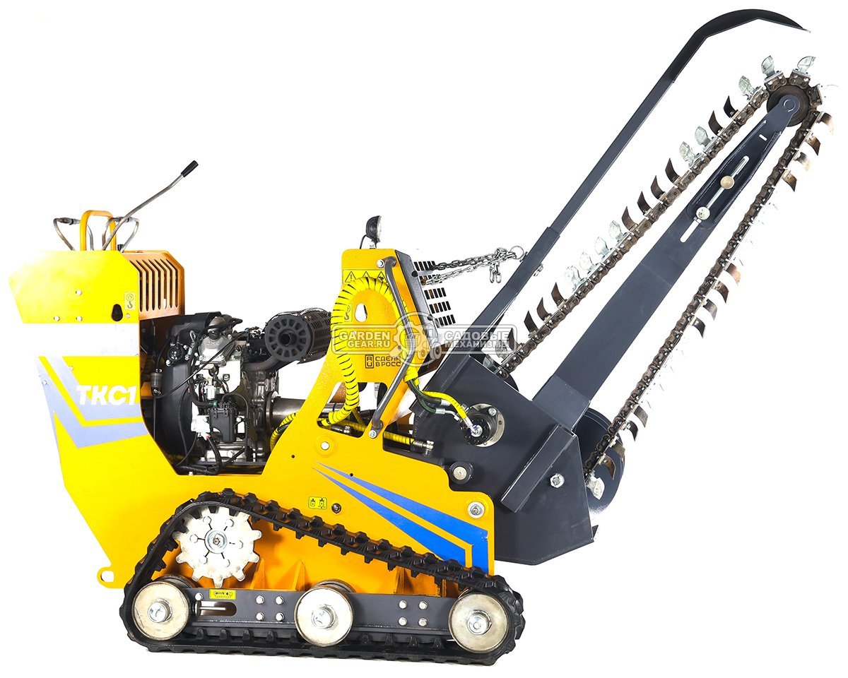 Самоходный гусеничный траншеекопатель Baumech ТКС1 с двигателем Zongshen GB750 EFI V-Twin инжектор (скорость копки грунта до 60 м/ч), 762 кг.