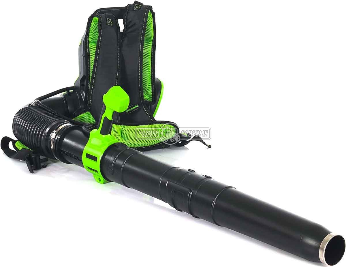 Воздуходувка аккумуляторная ранцевая GreenWorks АGD40BPG2 без АКБ и ЗУ (PRC, BL 40В, 281 км/ч, 20 м3\мин, Turbo режим)