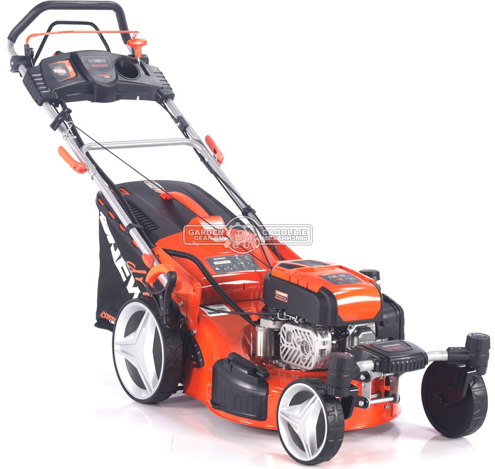 Газонокосилка бензиновая Daewoo DLM 5100SVRE с рояльными колесами и эл.запуском (PRC, 50 см, Daewoo 190 см3, вариатор, 70 л, сталь, 4 в 1, 35.4 кг)