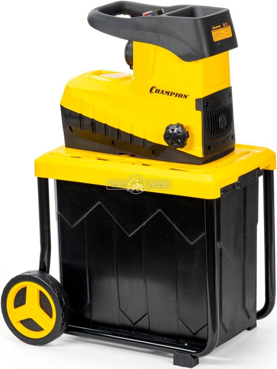 Садовый измельчитель веток электрический Champion SH300 (PRC, 3000 Вт, ветки до 45 мм, валик с ножами, 60 л, 26.5 кг)