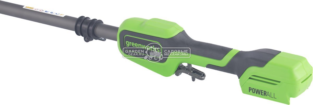 Кусторез аккумуляторный штанговый GreenWorks G24PH511 без АКБ и ЗУ (PRC, 24В, 51 см, ветки до 28 мм, наклон 112°, 3-х секционная штанга, 3.6 кг)