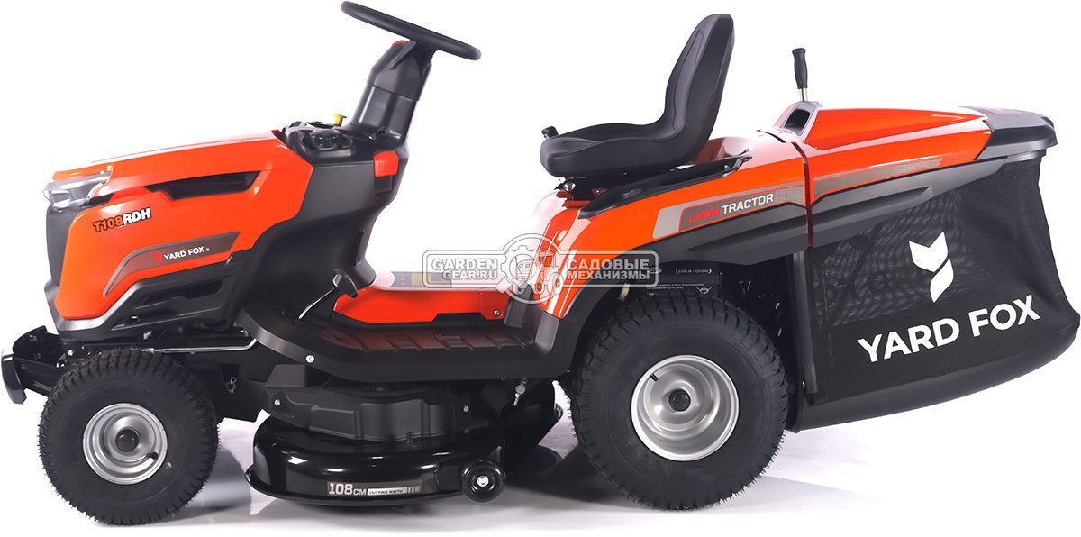Садовый трактор Yard Fox Optima T 108 RDH (PRC, Loncin V-Twin 586 куб.см., гидростатика, травосборник 260 л, ширина кошения 108 см, 220 кг)