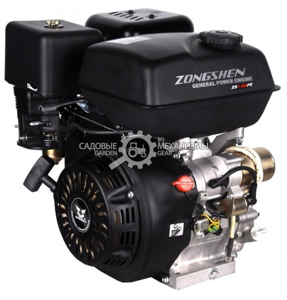 Бензиновый двигатель Zongshen 190FE (PRC, 14 л.с., 420 см3. диам. 25 мм шпонка, катушка осв., эл. старт, 33 кг)