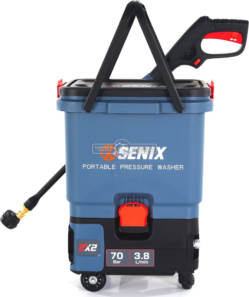Аккумуляторная мойка высокого давления Senix HPWX2-M2-EU с 2 АКБ 5 А/ч и ЗУ (PRC, BL 2x20В, 60/45 бар, 288 л/ч, емкость 25 л., 10 кг)