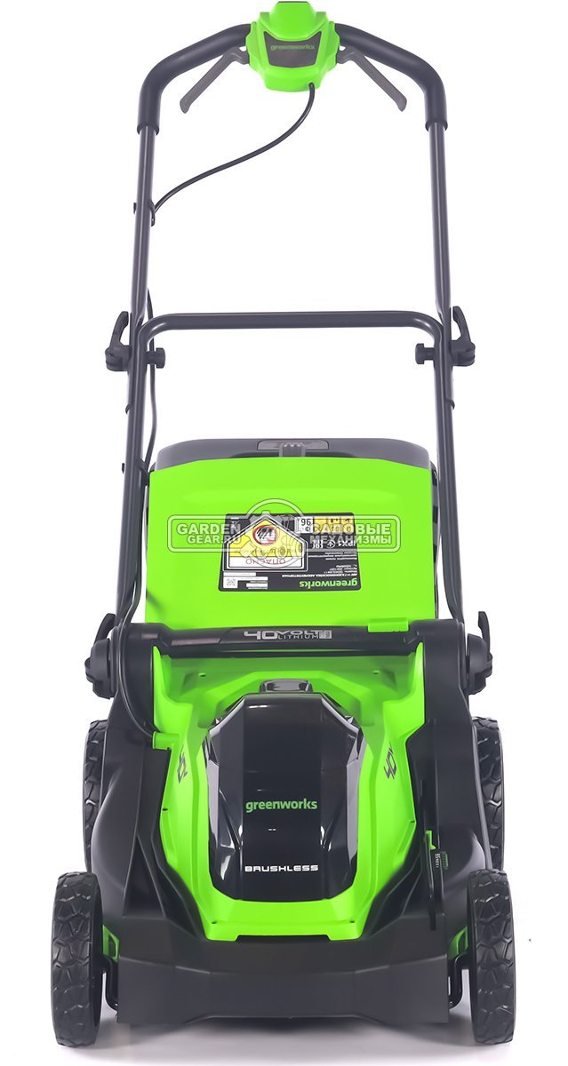 Газонокосилка аккумуляторная GreenWorks GD40LM411 с АКБ 5 А/ч и ЗУ (PRC, BL 40В, 41 см, пластик, мульчирование, 60 л, 16.5 кг)
