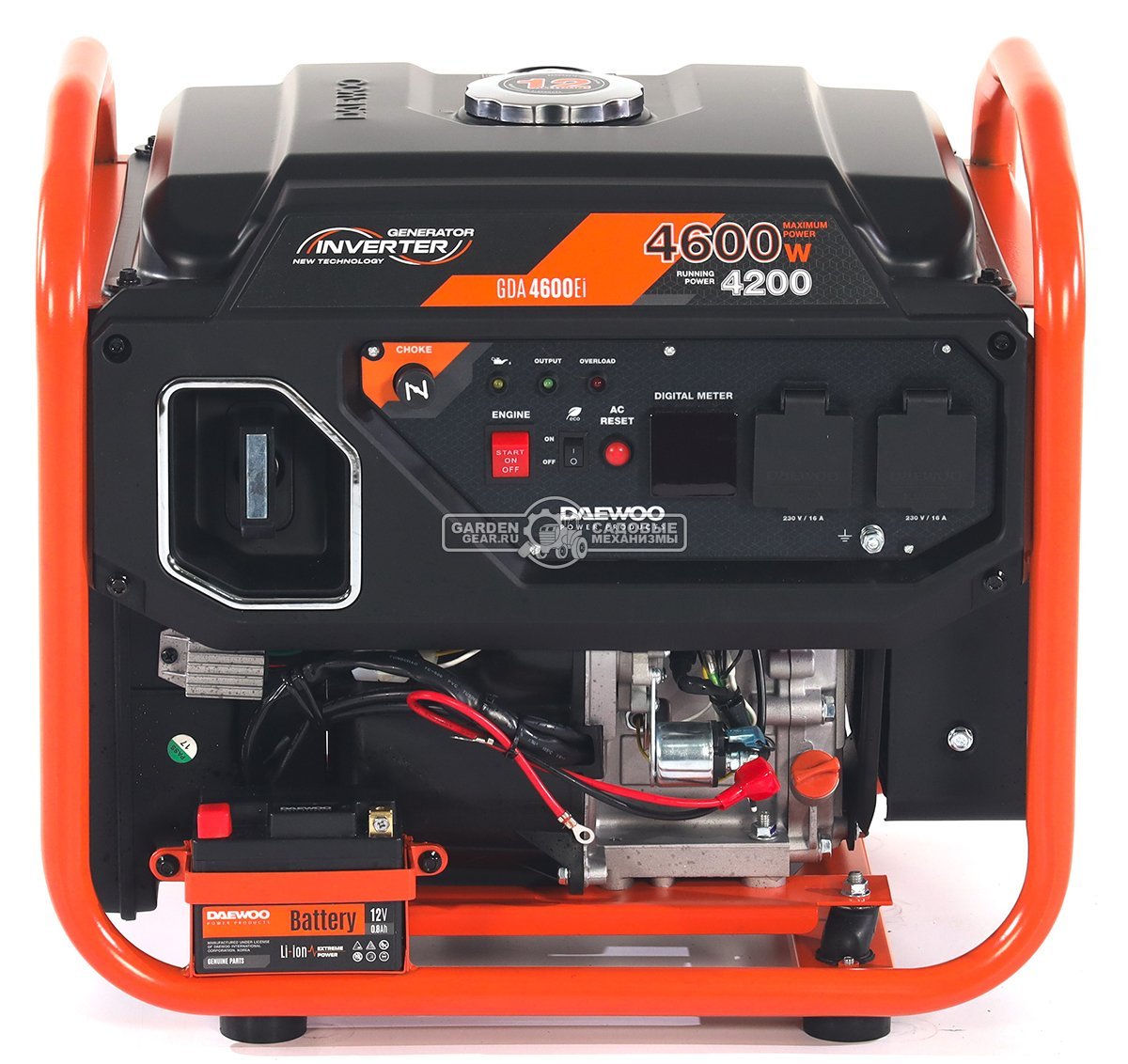 Бензиновый генератор инверторный Daewoo GDA 4600Ei с электрозапуском (PRC, Daewoo, 236 см3, 4,2/4,6 кВт, 12 л, рама, 35 кг)