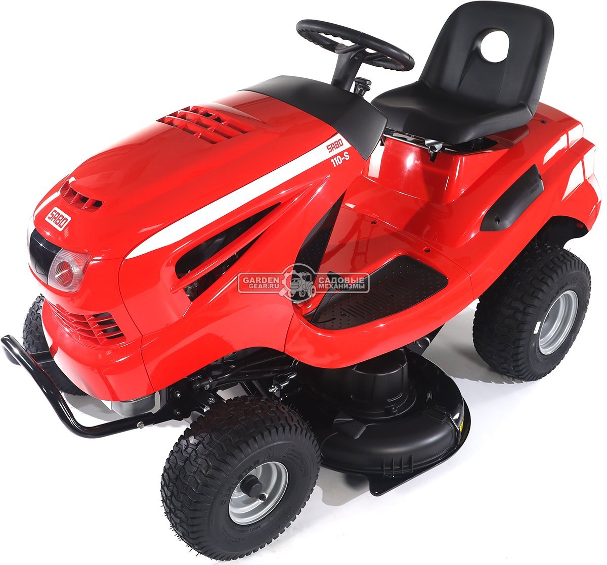 Садовый трактор SABO 110-S (GER, Sabo V-Twin, 708 куб.см., гидростатика, боковой выброс, мульчирование, ширина кошения 110 см, 234 кг.)