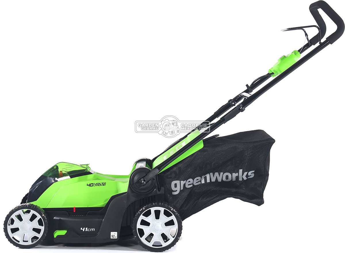 Газонокосилка аккумуляторная GreenWorks G40LM41 без АКБ и ЗУ (PRC, 40В, 41 см, пластик, мульчирование, 50 л, 18 кг, снята с производства)