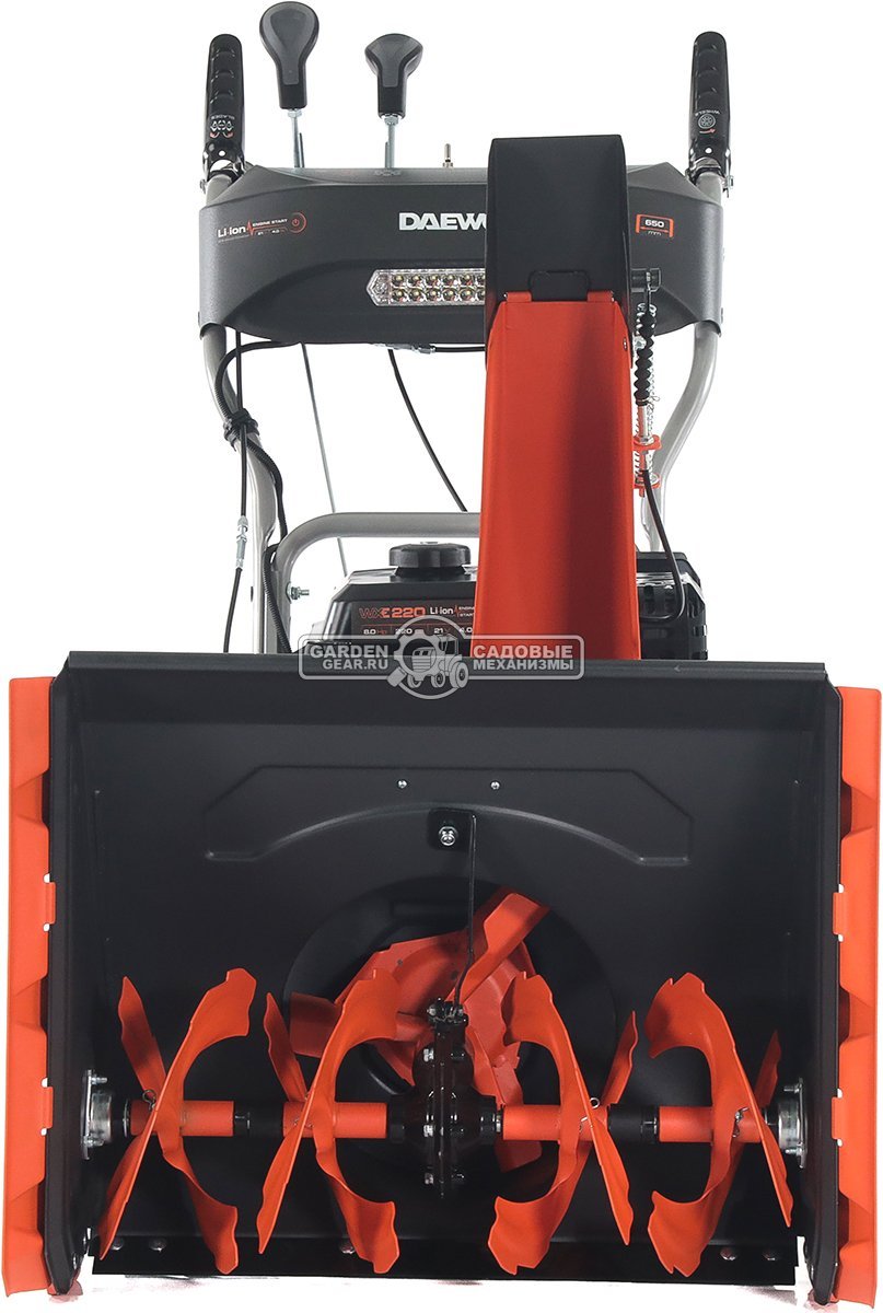 Снегоуборщик Daewoo S 7565 (PRC, 65 см., Daewoo, 220 см3, скорости 6/2, колеса EX-ICE, запуск от аккумулятора 21В, фара, 67 кг.)