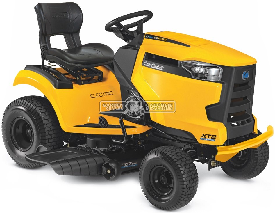 Садовый трактор Cub Cadet XT2 ES107 аккумуляторный (USA, Li-Ion, 56 В/60 Ач/3000 Втч, боковой выброс, ширина кошения 107 см., 245 кг.)