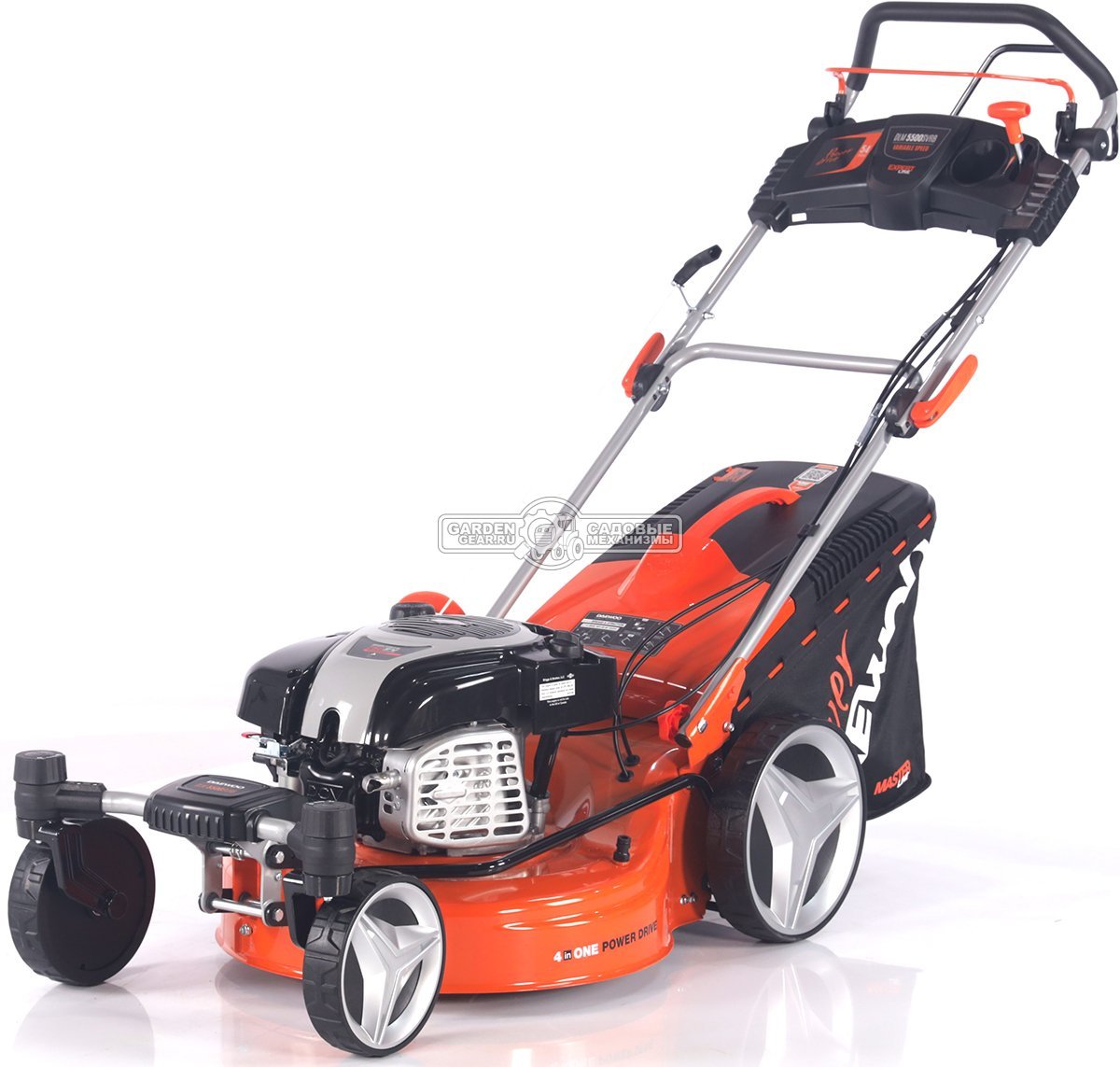 Газонокосилка бензиновая Daewoo DLM 5500SVRB с рояльными колесами (PRC, 54 см, B&S 750EX, 161 см3, 70 л, TURBO X BLADE, вариатор, сталь, 4 в 1, 36 кг)