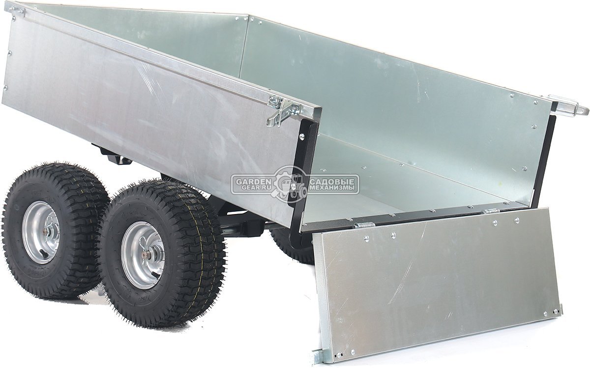 Тележка - прицеп ZimAni GT410x4 Stainless steel 500 4WD для садовых тракторов, с механизмом опрокидывания (4 колеса, оцинкованной сталь, 500 кг)