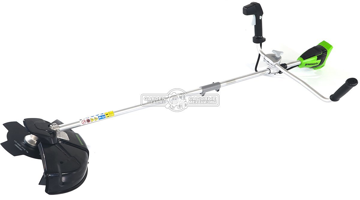 Мотокоса аккумуляторная GreenWorks GD40BCB без АКБ и ЗУ (PRC, BL 40В, верхнее расп.двигателя, 4Т нож + леска 2.0 мм, Т-рукоятка, ремень, 4.5 кг)
