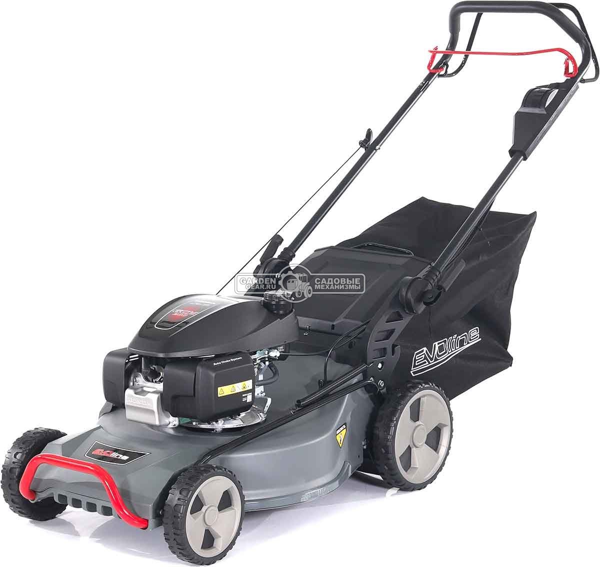 Газонокосилка бензиновая EVOline LMG 53 CSH Commercial (PRC, 53 см, Honda GCV200, 201 см3, 4 в 1, 70 л, сталь, 47 кг)