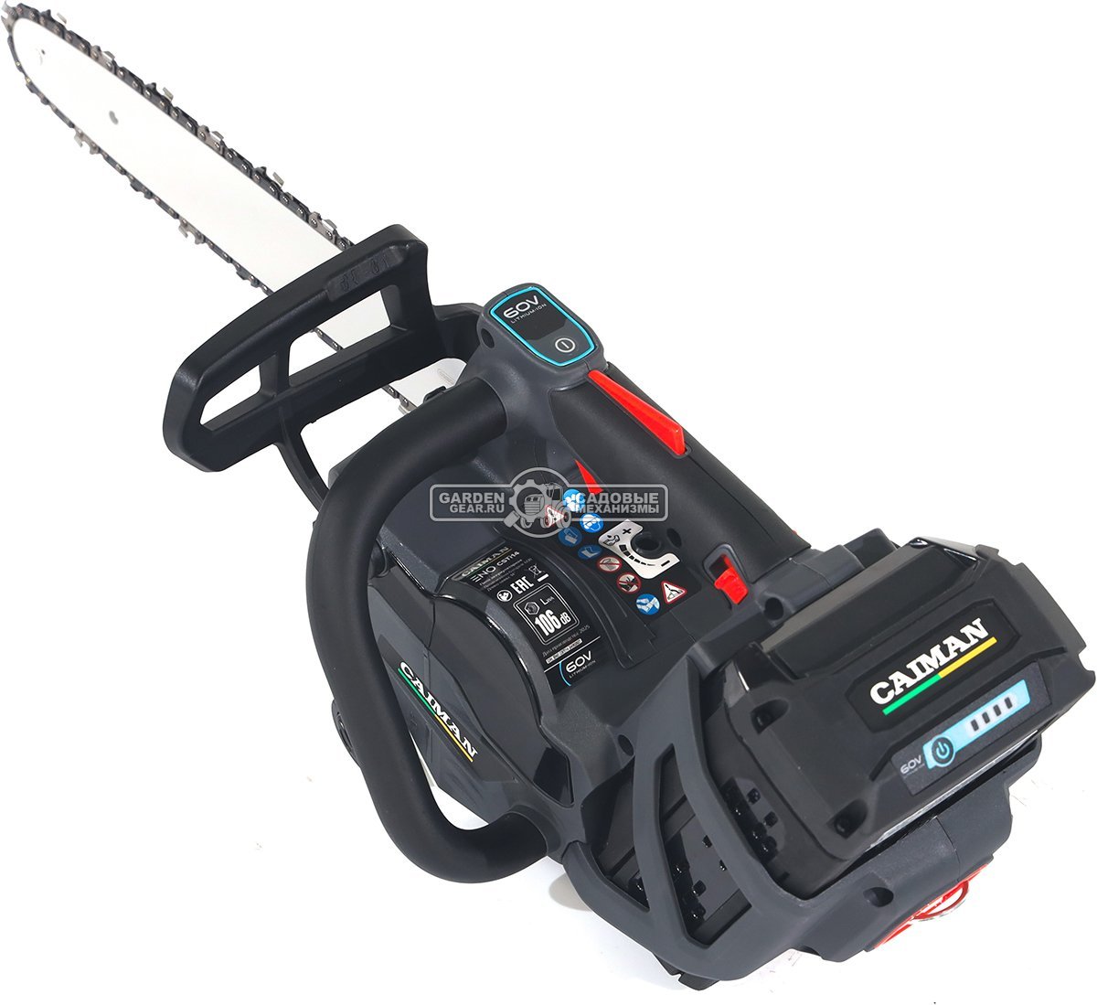 Пила аккумуляторная цепная Caiman ENO CSTi14 14" с АКБ B6040 и ЗУ C6055 (RUS, BL 60В, Standart Connect, 3/8"-1.1-52E, 2,0 кг.)