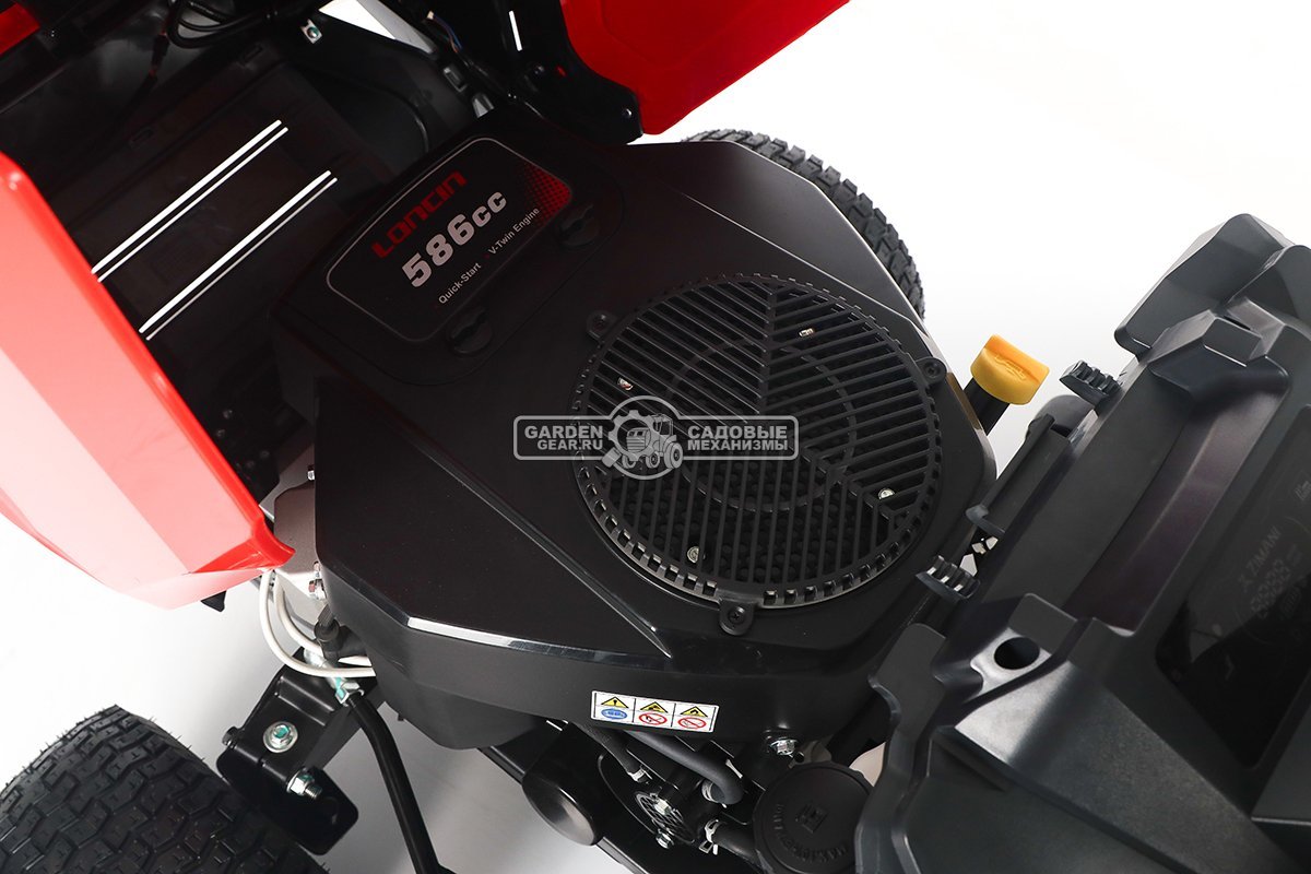 Садовый трактор ZimAni TS108HVD MY2025 (PRC, Loncin 586 куб.см., гидростатика, дифференциал, боковой выброс, шир. кошения 108 см, LED панель, 175 кг)