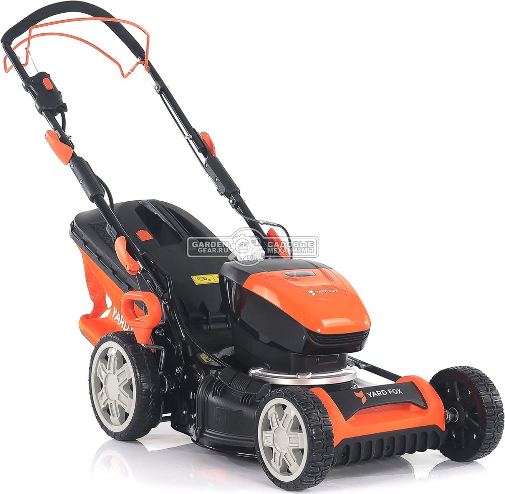 Газонокосилка аккумуляторная самоходная Yard Fox EL4655B SET с АКБ 4.0 А/ч и ЗУ (PRC, BL 60В, 46 см, сталь, 3 в 1, 55 л, 25 кг)