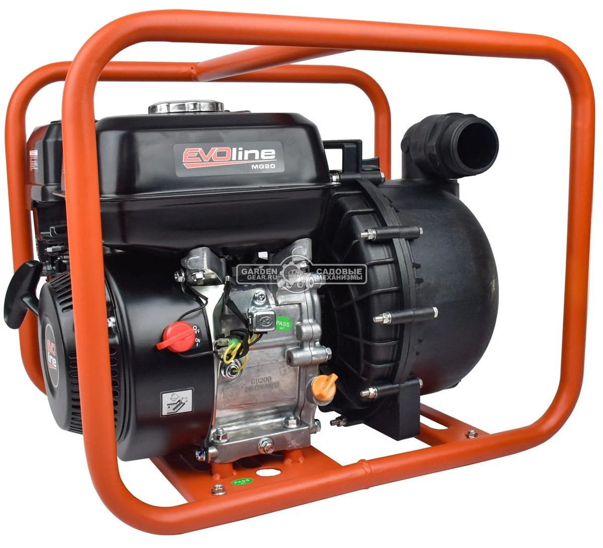 Мотопомпа бензиновая EVOline MG 20 для соленой воды и агрессивных жидкостей (PRC, Zongshen GB200, 196 куб.см., 600 л/мин., 30 м., 2", 24 кг.)