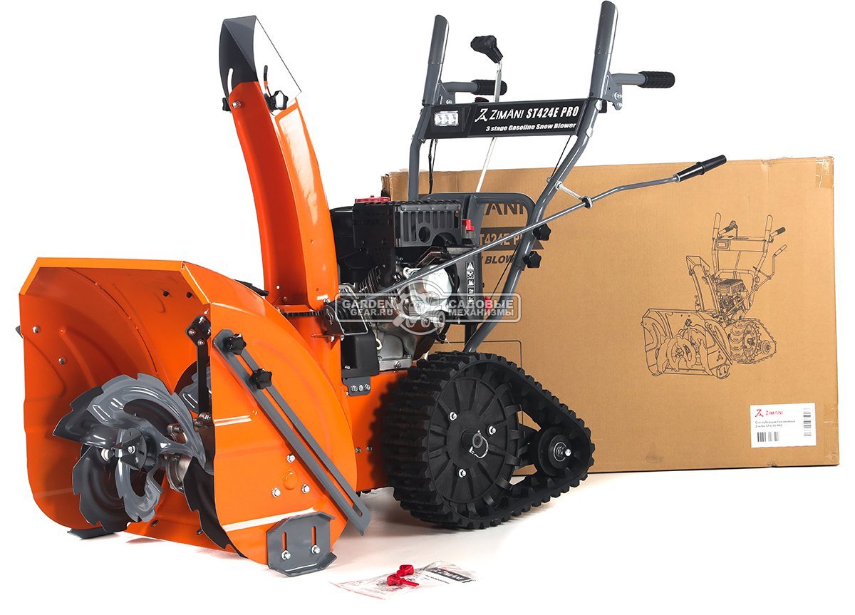 Снегоуборщик ZimAni ST424E PRO гусеничный (PRC, 61 см, LCT Storm Snow Force, 208 см3, скорости 6/2, фара, эл/стартер 220, 89 кг)