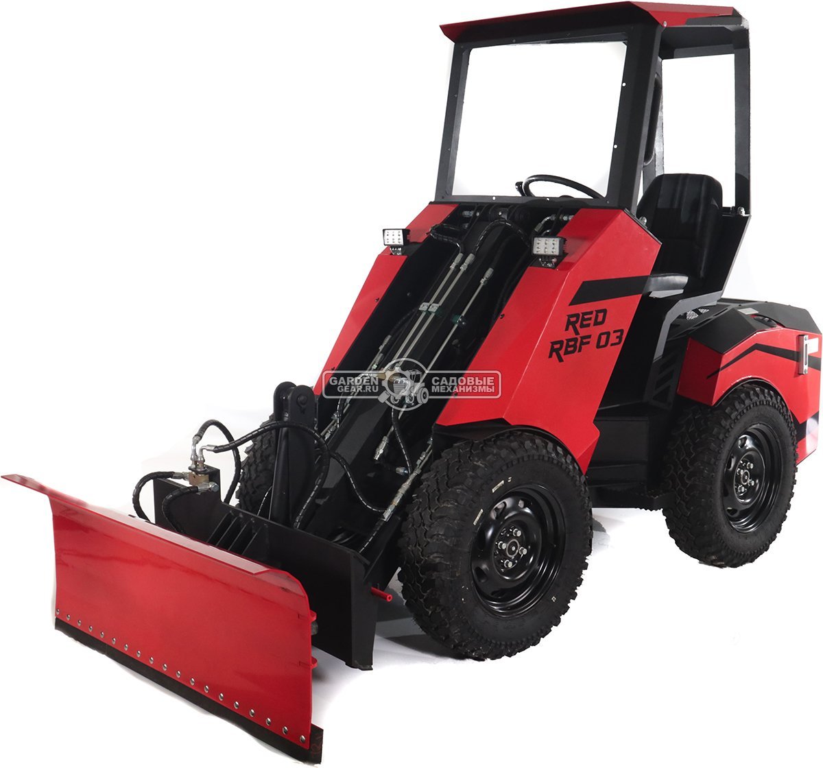 Мини-погрузчик шарнирно сочленённый RED RBF-03 + бульдозерный отвал (Zongshen GB750EFI 30 л.с., грузоподъемность до 700 кг., ковш 150 л., 1270 кг.)