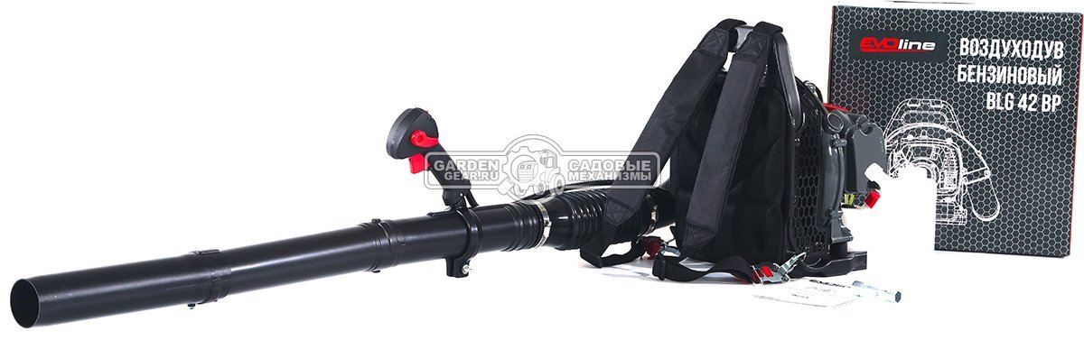 Воздуходувка бензиновая ранцевая EVOline BLG 42 BP (PRC, 41,5 куб.см., 2,2 л.с., 830 м3/ч, 90 м/с, 7.8 кг)