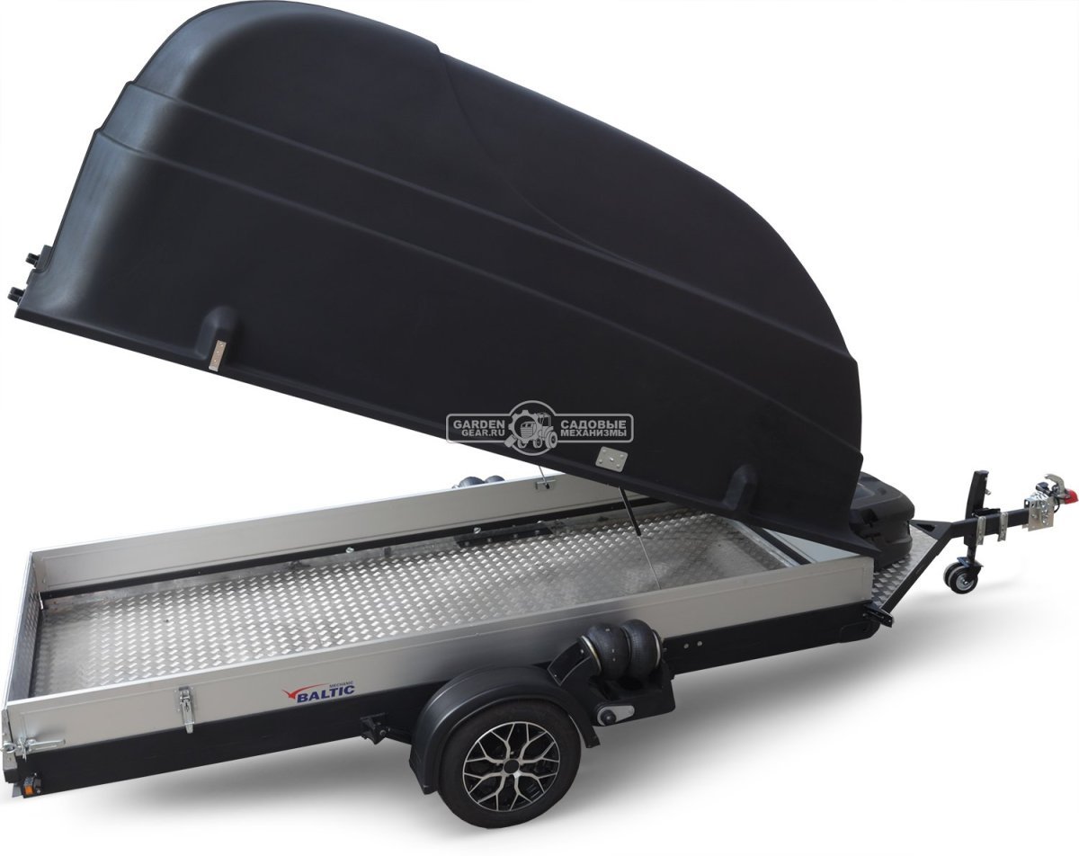 Прицеп с опускающейся платформой на пневмоподвеске Baltic Mechanic Polygon-City PC 750 для перевозки мини-спецтехники, пневмолифт, крышка, 3500x1500